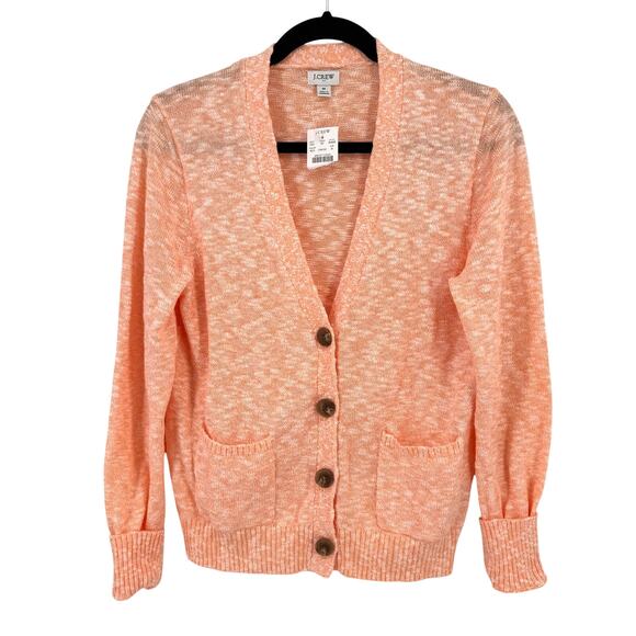 J. Crew Sweaters - J.Crew Marled Peach Cardigan Sweater Button Front Pockets Womens Sz Medium